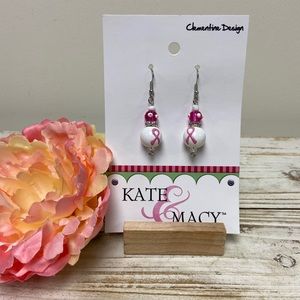 Kate & Macy Earrings Pink Ribbon